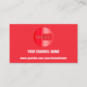 CARTE DE VISITE NOM DU CANAL YOUTUBER LOGO QR CODE ROUGE BLANC