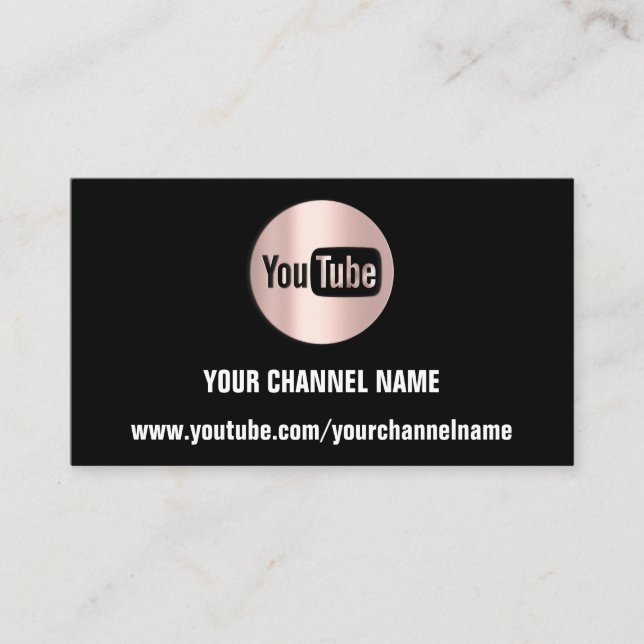 CARTE DE VISITE NOM DU CANAL YOUTUBER LOGO QR ROSE BLACK WHITE (Devant)