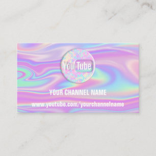 CARTE DE VISITE NOM DU CANAL YOUTUBER SUSCRIBE LOGO HOLOGRAPHE QR