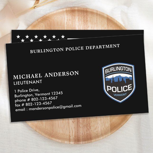 Carte De Visite Nom du logo personnalisé de l'agent de police Appl (Créateur téléchargé)