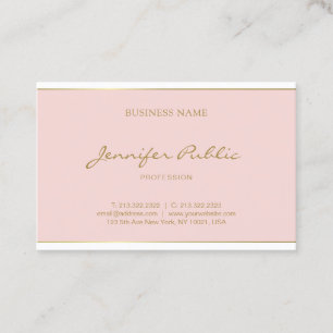 Carte De Visite Nom du script Gold Freehand Blush Pink Modern