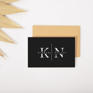 Carte De Visite Nom élégant moderne Initiales Monogramme