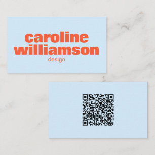 Carte De Visite Nom Gras Orange Bleu Clair Code QR Scan Portefeuil