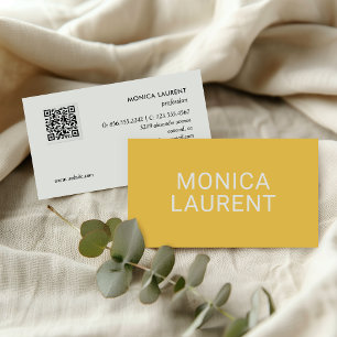 CARTE DE VISITE NOM LIVRE CODE QR LOGO ICONS SOCIAUX JAUNE