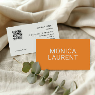 CARTE DE VISITE NOM LIVRE CODE QR LOGO ICONS SOCIAUX ORANGE