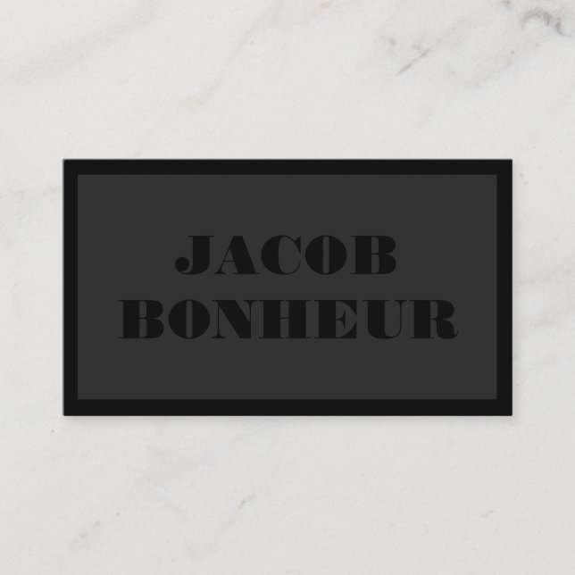 Carte De Visite Nom moderne professionnel | Gris foncé et noir (Devant)