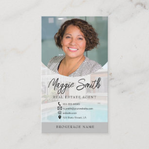 Carte De Visite Nom moderne Script Photo Immobilier Agent