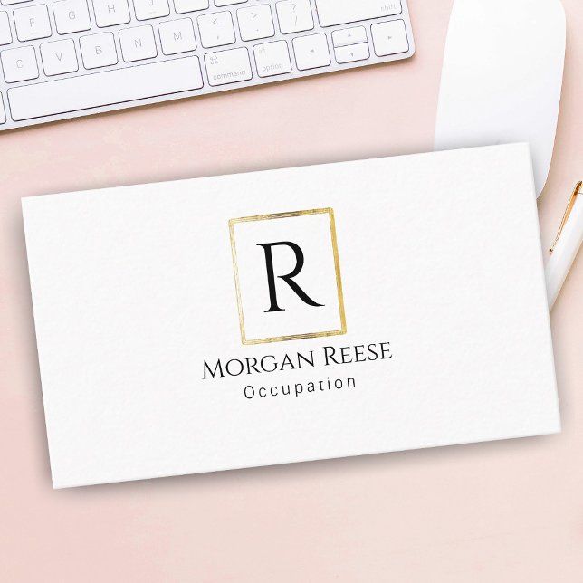 Carte De Visite Nom & Monogramme, Code QR, Design Doré (Créateur téléchargé)