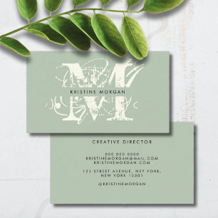 Carte De Visite Nom monogramme de typographie chic