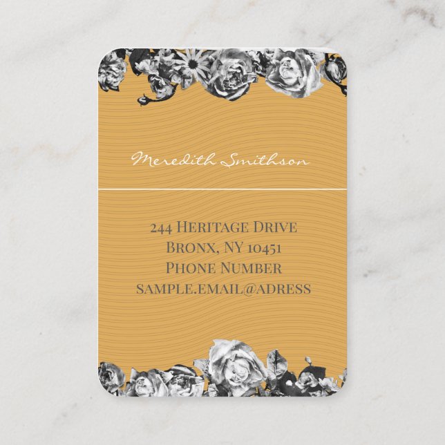 Carte De Visite Nom personnalisable Gold Roses Chic Monogramme Lux (Dos)