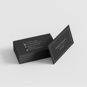 Carte De Visite Nom personnalisé Typographie minimaliste noir et b