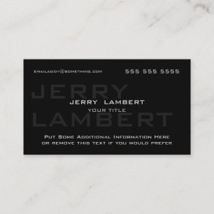 Carte De Visite Nom Propre Noir moderne