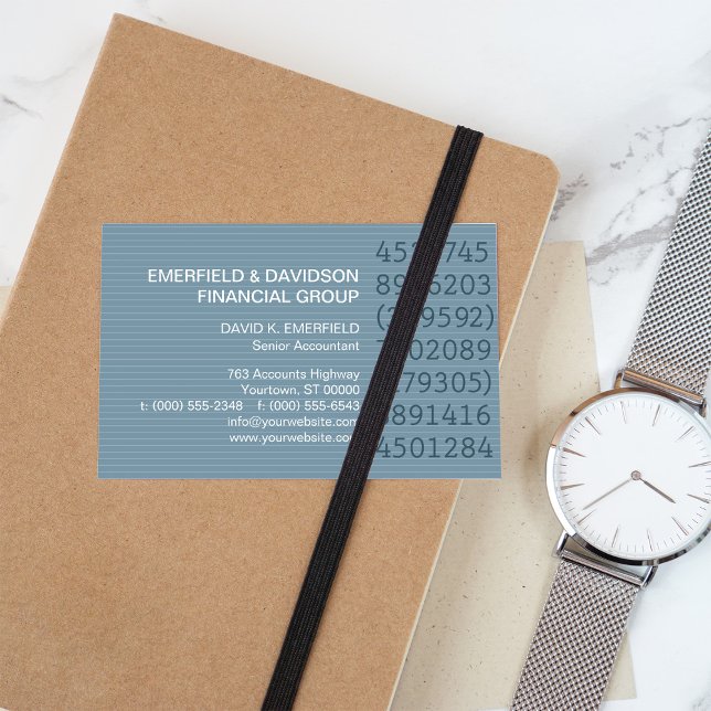 Carte De Visite Nombre Colonnes Blue Pinstripe Accountant (Créateur téléchargé)