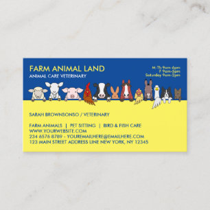 Carte De Visite Nomination d'un vétérinaire à la ferme jaune de la
