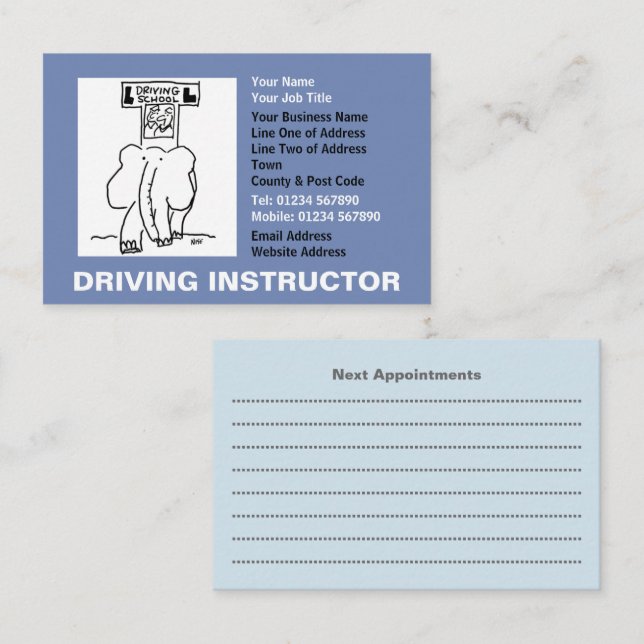 Carte De Visite Nominations d'instructeur de conduite (Devant / Derrière)
