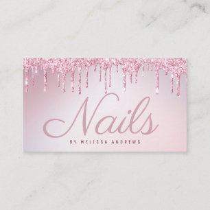 Carte De Visite Nongles  Salon de parties scintillant rose à gout