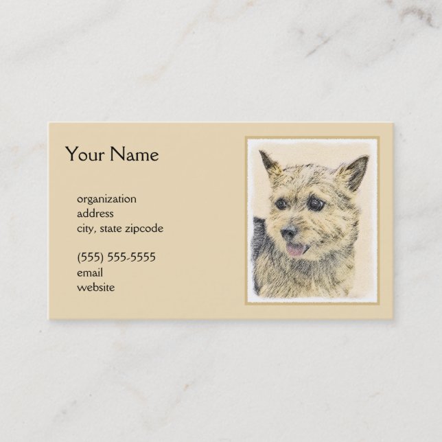Carte De Visite Norwich Terrier Peinture - Cute Original Chien Art (Devant)