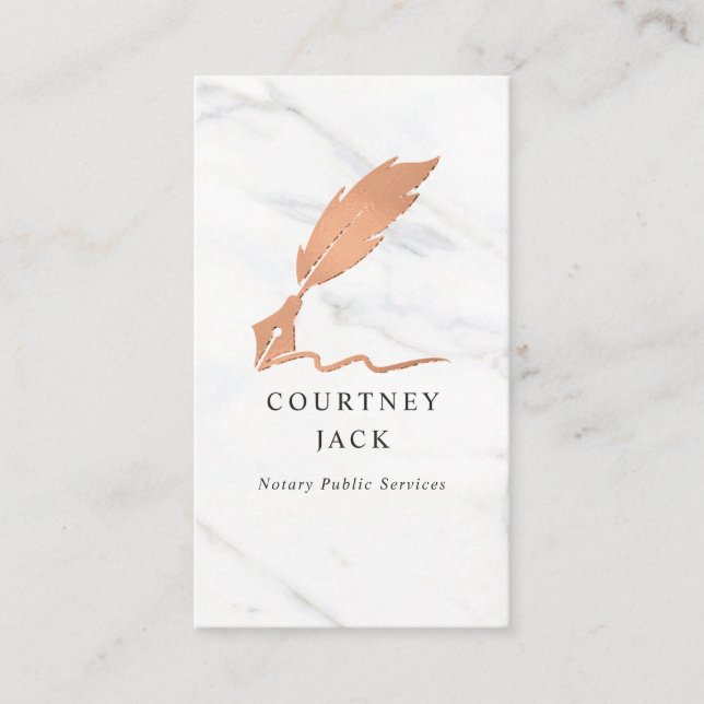 Carte De Visite Notaire Fonction publique Luxe Marbre Rose Or (Devant)