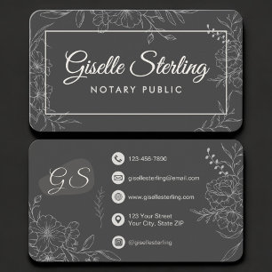 Carte De Visite Notaire Public Floral