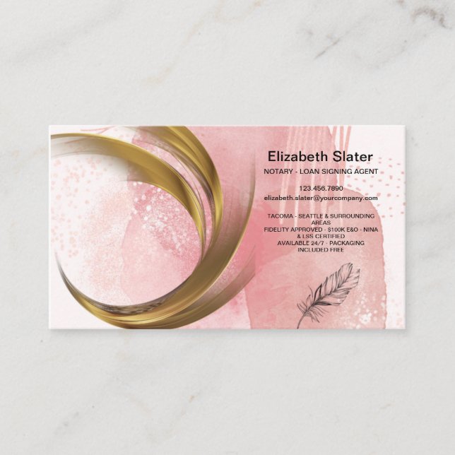 Carte de visite Notaire Rose Rose Gold Swirl Desig (Devant)