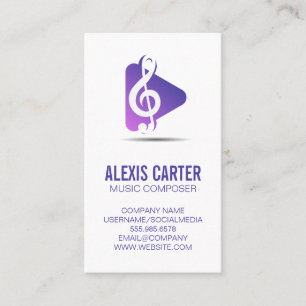 Carte De Visite Note musicale Lire le logo du bouton