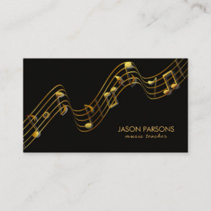 Carte De Visite Notes de musique dorée