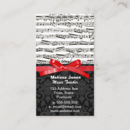 Carte De Visite Notes de musique et ruban de rouge de faux