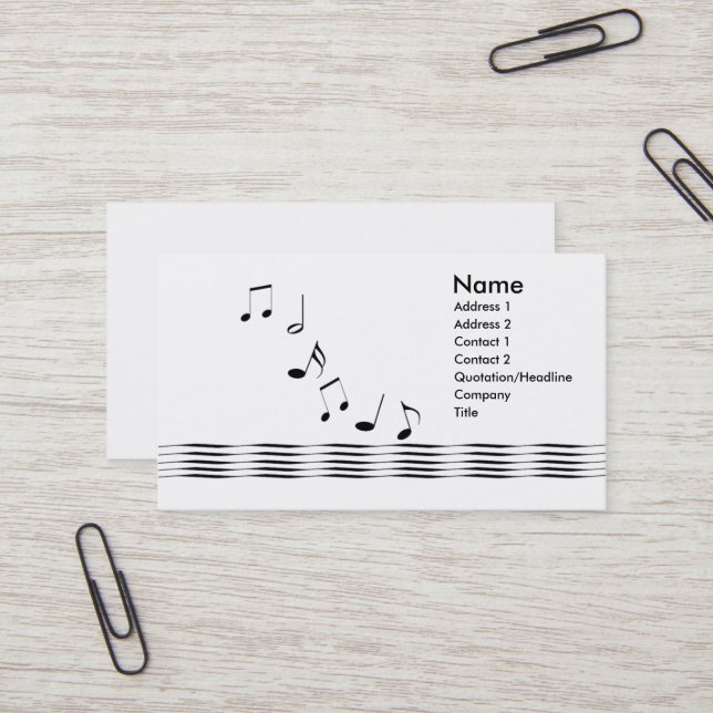Carte De Visite Notes musicales (Devant/Arrière en situation)