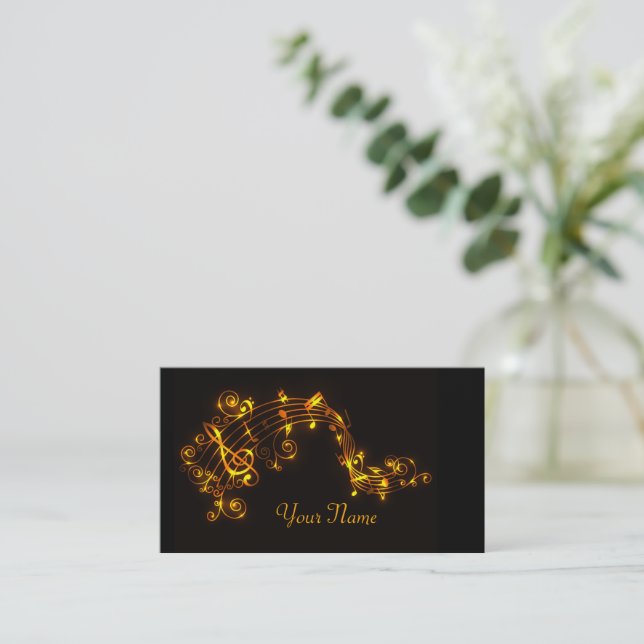 Carte De Visite Notes musicales Black and Gold Swirling (Debout devant)