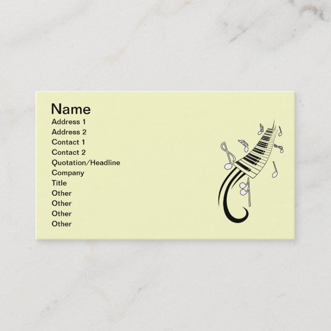 CARTE DE VISITE NOTES MUSICALES PIANO CLAVIER TATTOO GRAPHIQUE (Devant)