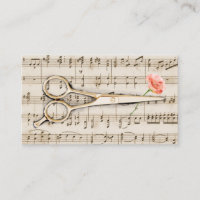 Notes vintages de musique de ciseaux et de fleur