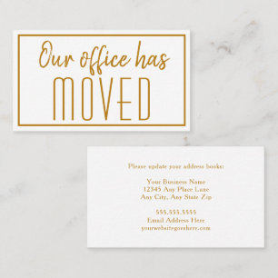 Carte De Visite Notre Bureau A Déplacé Chic Gold Nouvelle Adresse