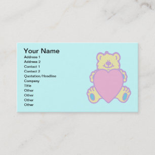 Carte De Visite Nounours en peluche cœur d'amour
