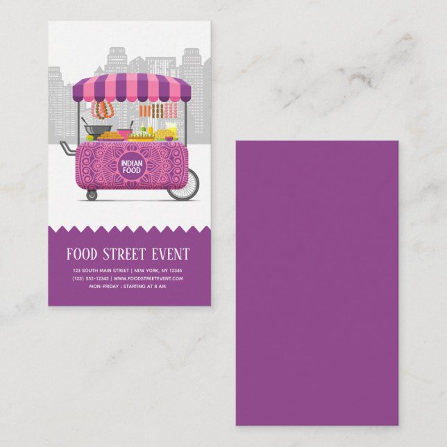 Carte De Visite Nourriture indienne rue (Devant / Derrière)