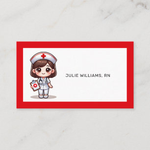 Carte De Visite Nourriture Manga mignonne avec cheveux Brown Brown