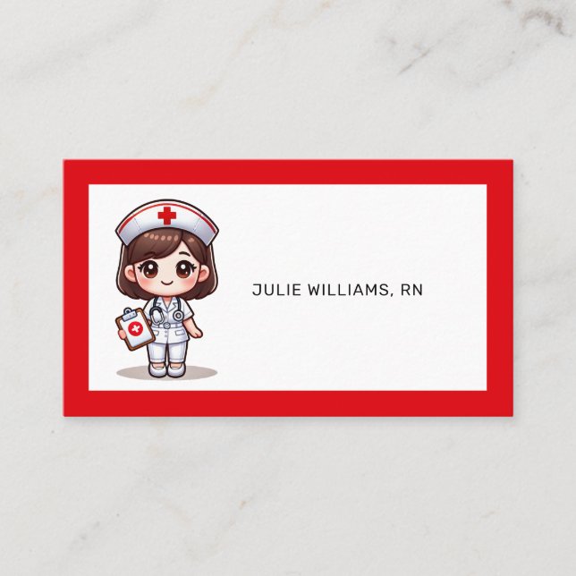 Carte De Visite Nourriture Manga mignonne avec cheveux Brown Brown (Devant)