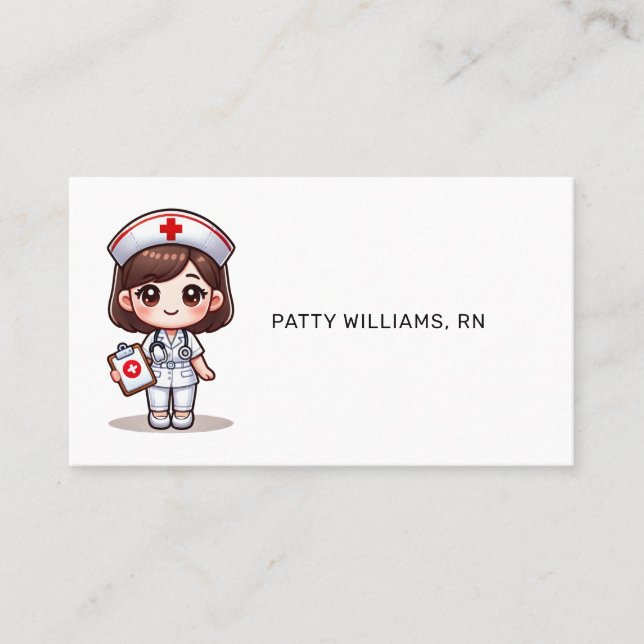 Carte De Visite Nourriture Manga mignonne avec cheveux Brown Brown (Devant)