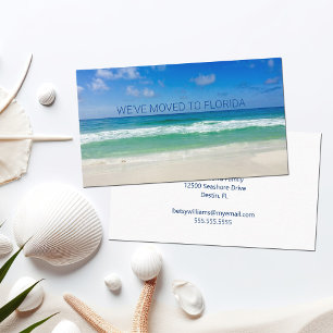Carte De Visite Nous avons déménagé la photographie de plage Famil