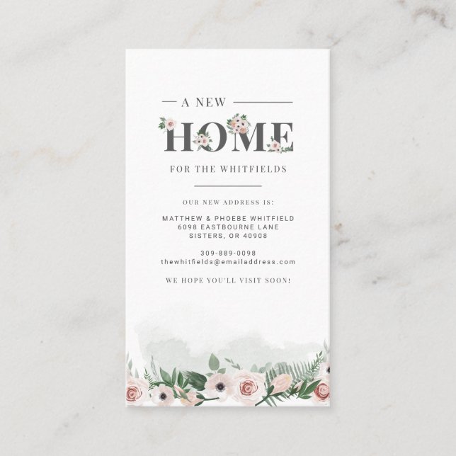 Carte De Visite Nous avons déplacé Floral Nouvelle Adresse Déplace (Devant)