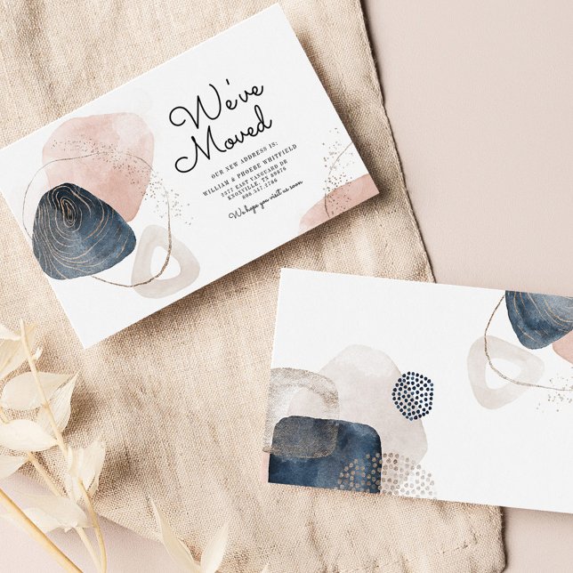 Carte De Visite Nous avons déplacé l'Abstrait déplacement d'une no (Moving Announcement Abstract Pattern Chic)