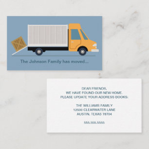 Carte De Visite Nouveau changement d'adresse Moteur Camion Cute Bl