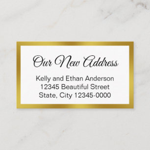 Carte De Visite Nouvelle adresse Black White Gold Moving Annoncent