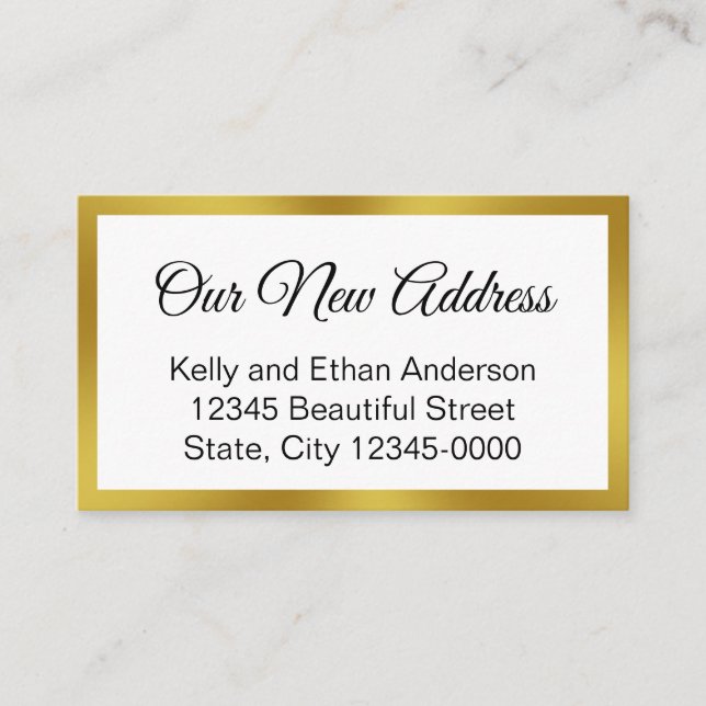 Carte De Visite Nouvelle adresse Black White Gold Moving Annoncent (Devant)