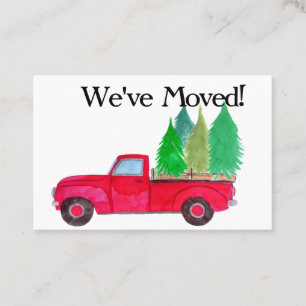 Carte De Visite Nouvelle adresse Camion rouge avec arbres de Noël