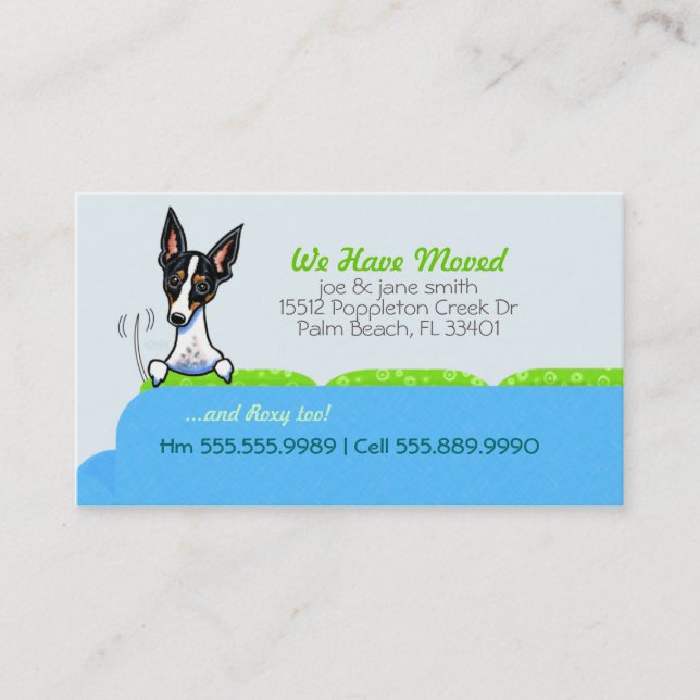 Carte De Visite Nouvelle adresse résidentielle Happy Dog Blue (Devant)