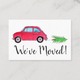 Carte De Visite Nouvelle adresse rétro Fiat 500 avec arbre de Noël