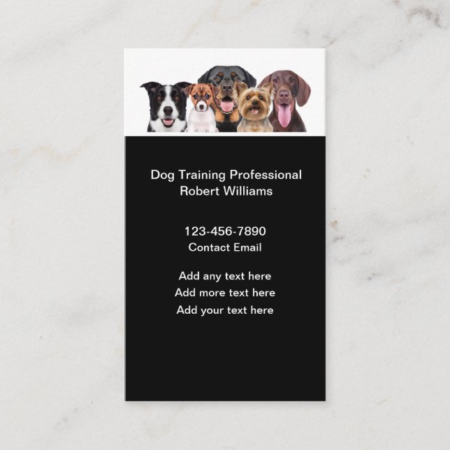 Carte De Visite Nouvelle classe canine d'entraînement de chien (Devant)