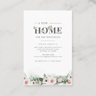Carte De Visite Nouvelle maison Floral Adresse Changement Faire-pa