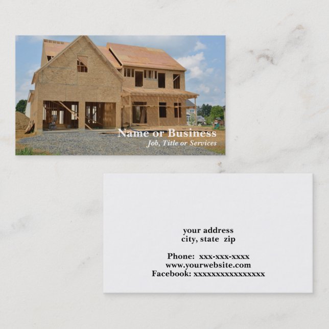 Carte De Visite nouvelle maison unifamiliale en construction (Devant / Derrière)
