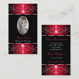 Carte De Visite Novelty Black Red Ornate Ornements Bijoux Photo